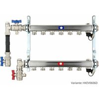 Heima-press - Heizkörperverteiler aus Edelstahl für 6 Heizkreise - mit WMZ-Anschlussset 110 mm senkrecht von HEIMA-PRESS