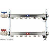 Heima-press - Heizkörperverteiler aus Edelstahl für 7 Heizkreise - mit Anschlussset waagrecht von HEIMA-PRESS