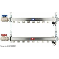 Heima-press - Heizkörperverteiler aus Edelstahl für 8 Heizkreise - mit Anschlussset waagrecht von HEIMA-PRESS