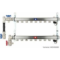 Heima-press - Heizkörperverteiler aus Edelstahl für 8 Heizkreise - mit WMZ-Anschlussset 110 mm senkrecht von HEIMA-PRESS