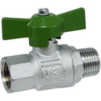 Heima-press - Kugelhahn 1/2'' ig x 1/2'' ag - dn 15 - Messing vernickelt - mit Flügelgriff grün - voller Durchgang - mit dvgw von HEIMA-PRESS