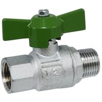 Kugelhahn 1/2'' IG x 1/2'' AG - DN 15 - Messing vernickelt - mit Flügelgriff grün - voller Durchgang - mit DVGW Kugelhahn 1/2'' IG x 1/2'' AG - DN 15 - Messing vernickelt - mit Flügelgriff grün - voller Durchgang - mit DVGW von HEIMA-PRESS