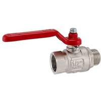 Kugelhahn 1/2'' IG x 1/2'' AG - DN 15 - Messing vernickelt - mit Hebelgriff rot Kugelhahn 1/2'' IG x 1/2'' AG - DN 15 - Messing vernickelt - mit Hebelgriff rot von HEIMA-PRESS