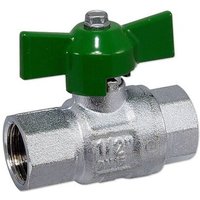 Kugelhahn 1/2'' IG x 1/2'' IG - DN 15 - Messing vernickelt - mit Flügelgriff grün - voller Durchgang - mit DVGW Kugelhahn 1/2'' IG x 1/2'' IG - DN 15 - Messing vernickelt - mit Flügelgriff grün - voller Durchgang - mit DVGW von HEIMA-PRESS
