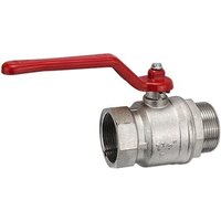 Kugelhahn 1 1/2'' IG x 1 1/2'' AG - DN 40 - Messing vernickelt - mit Hebelgriff rot Kugelhahn 1 1/2'' IG x 1 1/2'' AG - DN 40 - Messing vernickelt - mit Hebelgriff rot von HEIMA-PRESS
