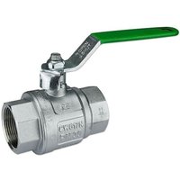 Kugelhahn 1 1/2'' IG x 1 1/2'' IG - DN 40 - Messing vernickelt - mit Hebelgriff grün - voller Durchgang - mit DVGW von HEIMA-PRESS