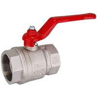 Kugelhahn 1 1/2'' IG x 1 1/2'' IG - DN 40 - Messing vernickelt - mit Hebelgriff rot von HEIMA-PRESS