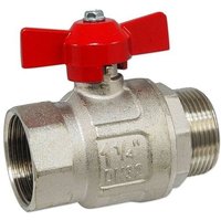Kugelhahn 1 1/4'' IG x 1 1/4'' AG - DN 32 - Messing vernickelt - mit Flügelgriff rot - voller Durchgang Kugelhahn 1 1/4'' IG x 1 1/4'' AG - DN 32 - Messing vernickelt - mit Flügelgriff rot - voller Durchgang von HEIMA-PRESS
