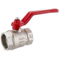 Kugelhahn 1 1/4'' IG x 1 1/4'' IG - DN 32 - Messing vernickelt - mit Hebelgriff rot Kugelhahn 1 1/4'' IG x 1 1/4'' IG - DN 32 - Messing vernickelt - mit Hebelgriff rot von HEIMA-PRESS