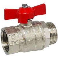 Kugelhahn 1'' IG x 1'' AG - DN 25 - Messing vernickelt - mit Flügelgriff rot Kugelhahn 1'' IG x 1'' AG - DN 25 - Messing vernickelt - mit Flügelgriff rot von HEIMA-PRESS