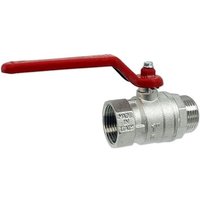 Kugelhahn 1'' IG x 1'' AG - DN 25 - Messing vernickelt - mit Hebelgriff rot Kugelhahn 1'' IG x 1'' AG - DN 25 - Messing vernickelt - mit Hebelgriff rot von HEIMA-PRESS