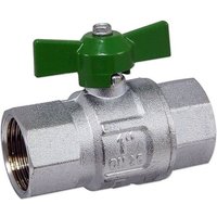 Kugelhahn 1'' IG x 1'' IG - DN 25 - Messing vernickelt - mit Flügelgriff grün - voller Durchgang - mit DVGW Kugelhahn 1'' IG x 1'' IG - DN 25 - Messing vernickelt - mit Flügelgriff grün - voller Durchgang - mit DVGW von HEIMA-PRESS