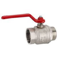 Kugelhahn 2'' IG x 2'' AG - DN 50 - Messing vernickelt - mit Hebelgriff rot von HEIMA-PRESS
