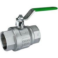 Kugelhahn 2'' IG x 2'' IG - DN 50 - Messing vernickelt - mit Hebelgriff grün - voller Durchgang - mit DVGW von HEIMA-PRESS