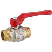 Kugelhahn 3/4'' AG x 3/4'' AG - DN 20 - Messing vernickelt - mit Hebelgriff rot Kugelhahn 3/4'' AG x 3/4'' AG - DN 20 - Messing vernickelt - mit Hebelgriff rot von HEIMA-PRESS