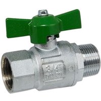 Kugelhahn 3/4'' IG x 3/4'' AG - DN 20 - Messing vernickelt - mit Flügelgriff grün - voller Durchgang - mit DVGW Kugelhahn 3/4'' IG x 3/4'' AG - DN 20 - Messing vernickelt - mit Flügelgriff grün - voller Durchgang - mit DVGW von HEIMA-PRESS