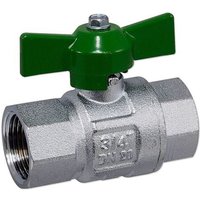 Kugelhahn 3/4'' IG x 3/4'' IG - DN 20 - Messing vernickelt - mit Flügelgriff grün - voller Durchgang - mit DVGW Kugelhahn 3/4'' IG x 3/4'' IG - DN 20 - Messing vernickelt - mit Flügelgriff grün - voller Durchgang - mit DVGW von HEIMA-PRESS