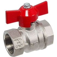 Kugelhahn 3/4'' IG x 3/4'' IG - DN 20 - Messing vernickelt - mit Flügelgriff rot Kugelhahn 3/4'' IG x 3/4'' IG - DN 20 - Messing vernickelt - mit Flügelgriff rot von HEIMA-PRESS