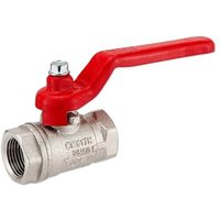 Kugelhahn 3/8'' IG x 3/8'' IG - DN 10 - Messing vernickelt - mit Hebelgriff rot Kugelhahn 3/8'' IG x 3/8'' IG - DN 10 - Messing vernickelt - mit Hebelgriff rot von HEIMA-PRESS