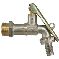 Kugelhahn Auslaufventil 3/4'' abschließbar - DN 20 - mit Schlosshalterung, Hebelgriff und Schlauchtülle 3/4'' von HEIMA-PRESS