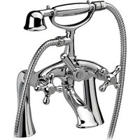 Wannenrand-Zweigriffmischer-Set Retro inkl. Handbrause, Brausehalter und Brauseschlauch - chrom Wannenrand-Zweigriffmischer-Set Retro inkl. Handbrause, Brausehalter und Brauseschlauch - chrom von HEIMA-PRESS
