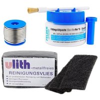 Weichlötset für Kupfer-Fittings - Fittinglötpaste + Lötzinn + 10 Stk. Reinigungsvlies GRATIS Weichlötset für Kupfer-Fittings - Fittinglötpaste + Lötzinn + 10 Stk. Reinigungsvlies GRATIS von HEIMA-PRESS