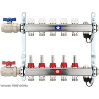 Fußbodenheizungsverteiler aus Edelstahl mit Topmeter für 5 Heizkreise - mit Anschlussset waagrecht Fußbodenheizungsverteiler aus Edelstahl mit Topmeter für 5 Heizkreise - mit Anschlussset waagrecht von HEIMA24