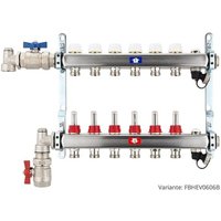 Fußbodenheizungsverteiler aus Edelstahl mit Topmeter für 6 Heizkreise - mit Anschlussset senkrecht Fußbodenheizungsverteiler aus Edelstahl mit Topmeter für 6 Heizkreise - mit Anschlussset senkrecht von HEIMA24