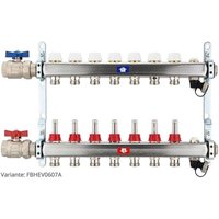 Fußbodenheizungsverteiler aus Edelstahl mit Topmeter für 7 Heizkreise - mit Anschlussset waagrecht Fußbodenheizungsverteiler aus Edelstahl mit Topmeter für 7 Heizkreise - mit Anschlussset waagrecht von HEIMA24
