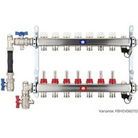 Fußbodenheizungsverteiler aus Edelstahl mit Topmeter für 7 Heizkreise - mit WMZ-Anschlussset 110 mm senkrecht Fußbodenheizungsverteiler aus Edelstahl mit Topmeter für 7 Heizkreise - mit WMZ-Anschlussset 110 mm senkrecht von HEIMA24