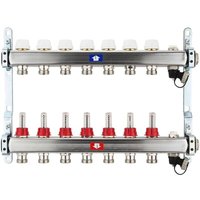 Fußbodenheizungsverteiler aus Edelstahl mit Topmeter für 7 Heizkreise - ohne Anschlussset Fußbodenheizungsverteiler aus Edelstahl mit Topmeter für 7 Heizkreise - ohne Anschlussset von HEIMA24