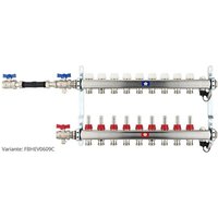 Fußbodenheizungsverteiler aus Edelstahl mit Topmeter für 9 Heizkreise - mit WMZ-Anschlussset 110 mm waagrecht Fußbodenheizungsverteiler aus Edelstahl mit Topmeter für 9 Heizkreise - mit WMZ-Anschlussset 110 mm waagrecht von HEIMA24