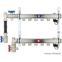 Heizkörperverteiler aus Edelstahl für 5 Heizkreise - mit WMZ-Anschlussset 110 mm senkrecht Heizkörperverteiler aus Edelstahl für 5 Heizkreise - mit WMZ-Anschlussset 110 mm senkrecht von HEIMA24