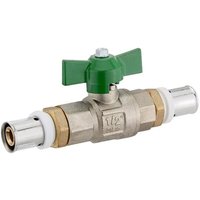 Press-Kugelhahn 16 x 2,0 mm - DVGW - mit Hebel- und Flügelgriff grün - für Alu-Mehrschicht-Verbundrohr von HEIMA24