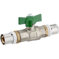 Press-Kugelhahn 20 x 2,0 mm - DVGW - mit Hebel- und Flügelgriff grün - für Alu-Mehrschicht-Verbundrohr von HEIMA24