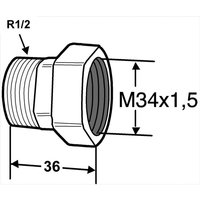 Imi ta Heizkörper-Anschlussverschr. r 1/2" x m 34, ametal-c vernickelt von HEIMEIER