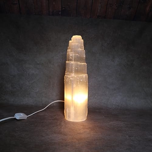 HEIMTEX Selenit Turm Selenit Ladeturm Kristall Selenit Bergsäule Kristallheilung Edelstein Turm Reinigung Turm Edelsteingeschenk Wohndekor (25 cm) von HEIMTEX