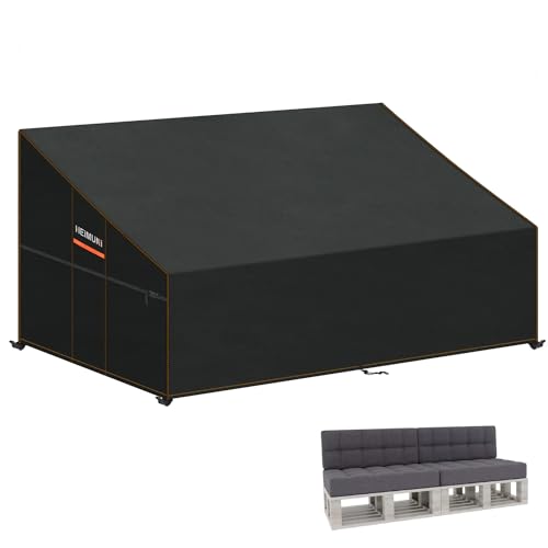 HEIMUNI Abdeckhauben für Sofas Wasserdicht Abdeckung Abdeckplane für Palettenauflage Abdeckung für 3 Sitzer Lounge Sofa Abdeckung Gartencouch Schutzhülle Palettenmöbel Palettensofa 255x99x80/40cm von HEIMUNI