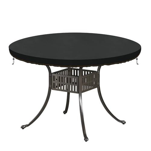 HEIMUNI Abdeckung Wasserdicht Gartentisch Rund Ø155x10cm Feuerplatte Abdeckung Tischabdeckung Schutzhülle Haube Gartenmöbel Rund Tischplatten Abdeckung Tischplattenhülle Wetterfest von HEIMUNI