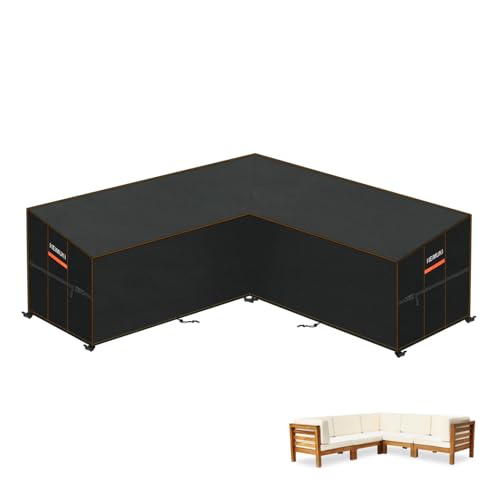 HEIMUNI Lounge Abdeckung L-Form Gartenmöbel Abdeckung Wasserdicht Abdeckung Loungemöbel L Form GartenLounge Abdeckplane für Ecksofa Gartensofa Abdeckung 210x210x85x80/65cm von HEIMUNI