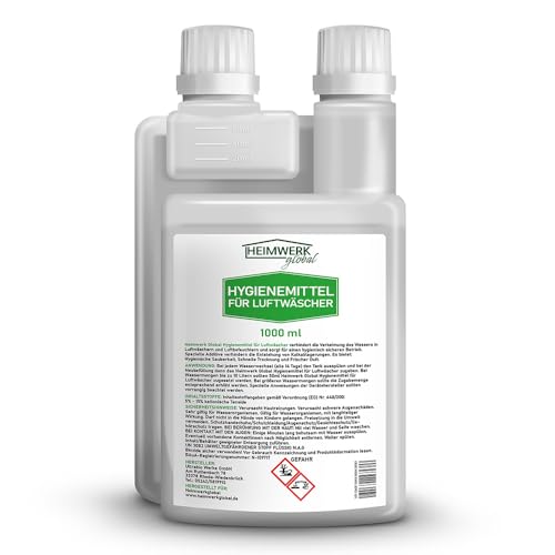 Heimwerkglobal Hygienemittel für Luftwäscher 1000 ml mit Dosierhilfe Luftreiniger Luftbefeuchter Raumklimaverbesserer (1 Liter) von HEIMWERK global