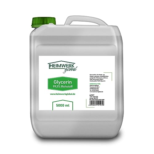 Heimwerkglobal Pflanzliches Glycerin E422 Propylenglykol E1520 Reinheit Pharma-Qualität USP zertifiziert (5000ml Glycerin) von HEIMWERK global