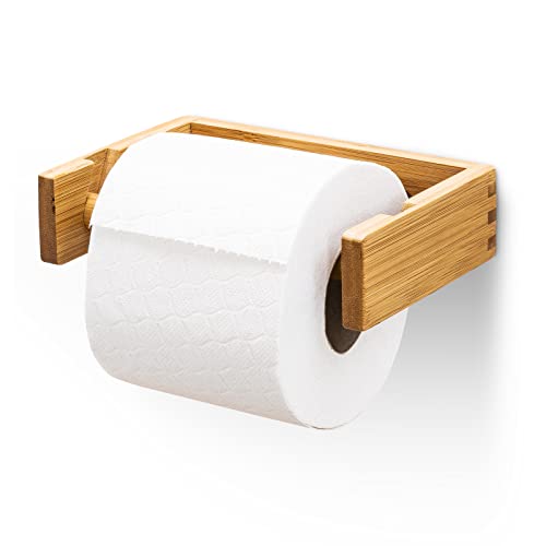 HEIMWERT Toilettenpapierhalter Bambus Klopapierhalter Holz - Design Toilettenpapier Halterung - hält 100% sicher ohne abzufallen I Klorollenhalter nachhaltig I Papier Halter I Toilet Paper Holder von Heimwert