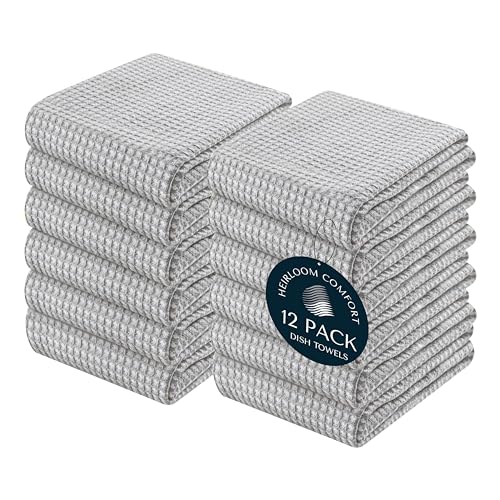 HEIRLOOM COMFORT 12 Stück doppelte, wendbare Waffelgewebe-Küchentücher, 40 x 66 cm, 100 % Baumwolle, saugfähiges Geschirrtuch-Set, schnell trocknend, weich zum Reinigen, Wischen, Handtücher HEIRLOOM COMFORT 12 Stück doppelte, wendbare Waffelgewebe-Küchentücher, 40 x 66 cm, 100 % Baumwolle, saugfähiges Geschirrtuch-Set, schnell trocknend, weich zum Reinigen, Wischen, Handtücher von HEIRLOOM COMFORT