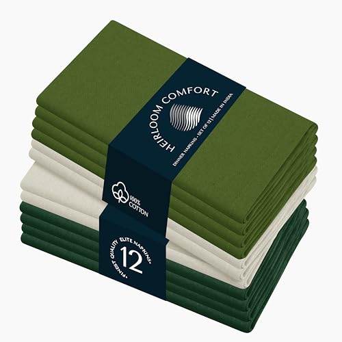 HEIRLOOM COMFORT Mehrfarbige Stoffservietten, 43 x 43 cm, 12 Stück, 100 % Baumwolle, waschbar, perfekte Hotelqualität, Serviette für Tisch, Abendessen, Hochzeiten, tägliches Essen – Elfenbein HEIRLOOM COMFORT Mehrfarbige Stoffservietten, 43 x 43 cm, 12 Stück, 100 % Baumwolle, waschbar, perfekte Hotelqualität, Serviette für Tisch, Abendessen, Hochzeiten, tägliches Essen – Elfenbein von HEIRLOOM COMFORT