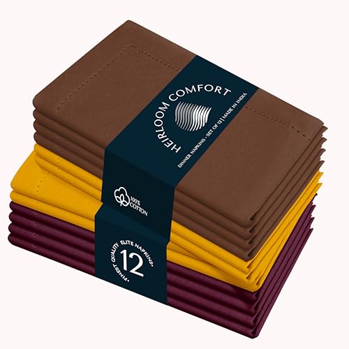 HEIRLOOM COMFORT Mehrfarbige Stoffservietten, 45 x 45 cm, 12 Stück, 100 % Baumwolle, waschbar, wiederverwendbar, perfekte Hotelqualität, Serviette für Tisch, Abendessen, Hochzeiten, tägliches Essen HEIRLOOM COMFORT Mehrfarbige Stoffservietten, 45 x 45 cm, 12 Stück, 100 % Baumwolle, waschbar, wiederverwendbar, perfekte Hotelqualität, Serviette für Tisch, Abendessen, Hochzeiten, tägliches Essen von HEIRLOOM COMFORT