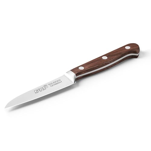 HEISO Gemüsemesser mit 9cm Klingenlänge, Geschmiedetes kleines Messer mit Griff auf Walnussholz, Made in Solingen - Germany von HEISO
