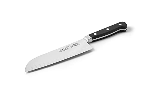 HEISO - Santoku Messer - PREMIUM SERIE - rostfreie 18cm Klinge - Küchenmesser Made in Solingen - Santokumesser mit Kullenschliff - kostenloser Nachschleifservice von HEISO
