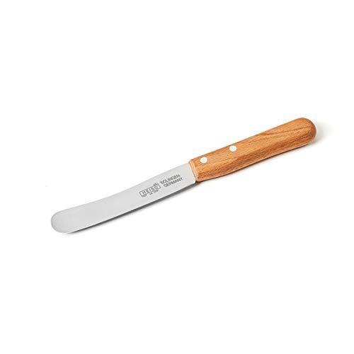 HEISO Tafelmesser - Frühstücksmesser aus rostfreiem Edelstahl & glatter Klinge - Buttermesser | Made in Solingen - Traditions-Buckelsmesser mit Buchengriff von HEISO
