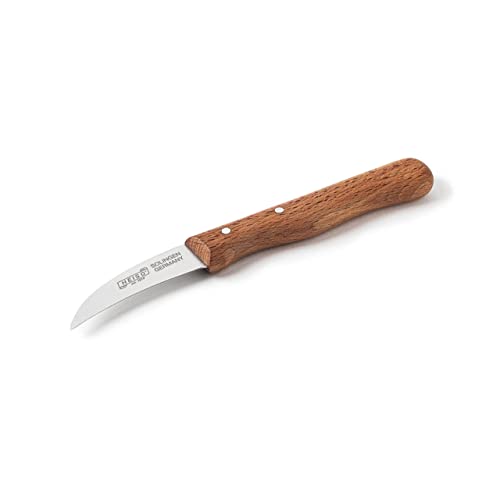 HEISO Gemüsemesser - Scharfes Messer aus nicht rostfreiem Stahl & gebogener Klinge - Schälmesser Made in Solingen - Traditionsmesser mit kostenlosem Nachschleifservice von HEISO